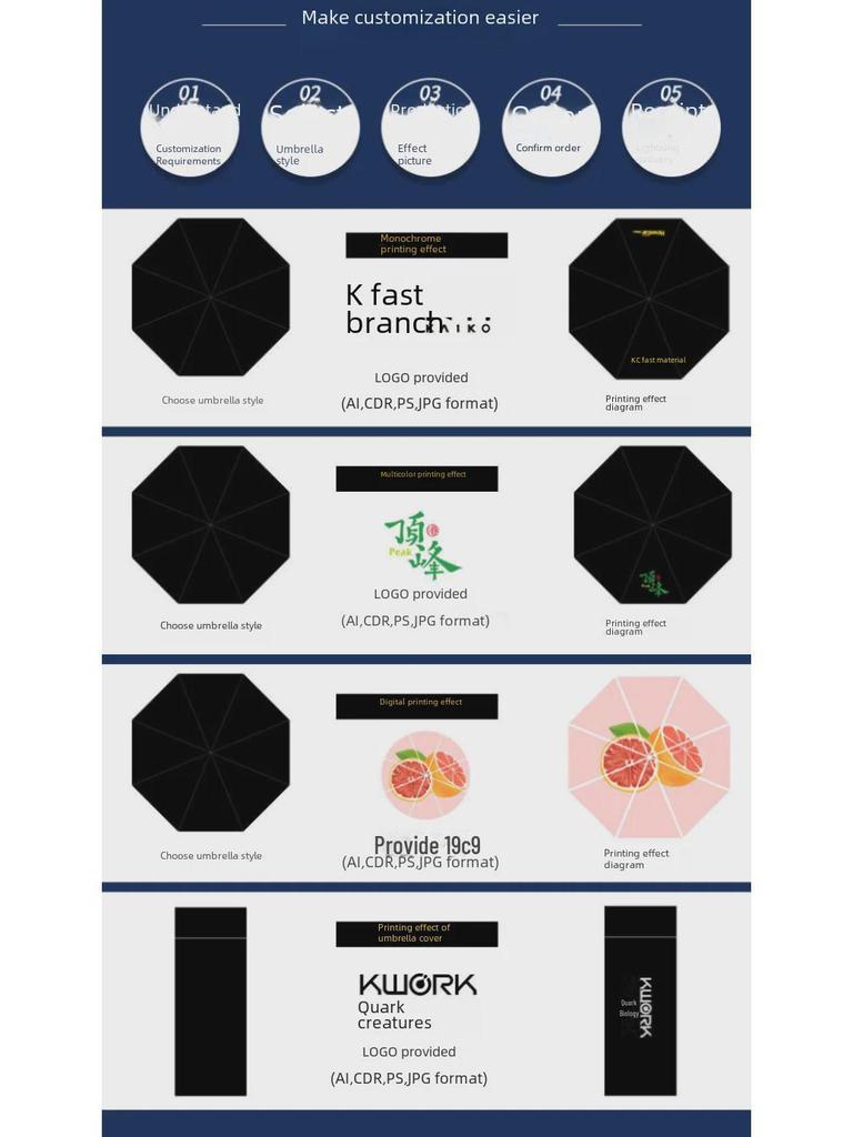 16-Rib Wind-Resistant Straight and Curved Handle Umbrella with Custom Logo