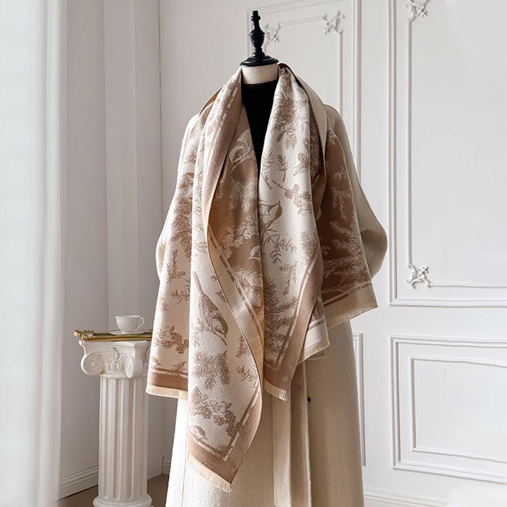 Luxury Brand Cashmere Women's Floral Printed Scarf Winter Warm Shawl And Wrap Bandana Pashmina Foulard Blanket Poncho