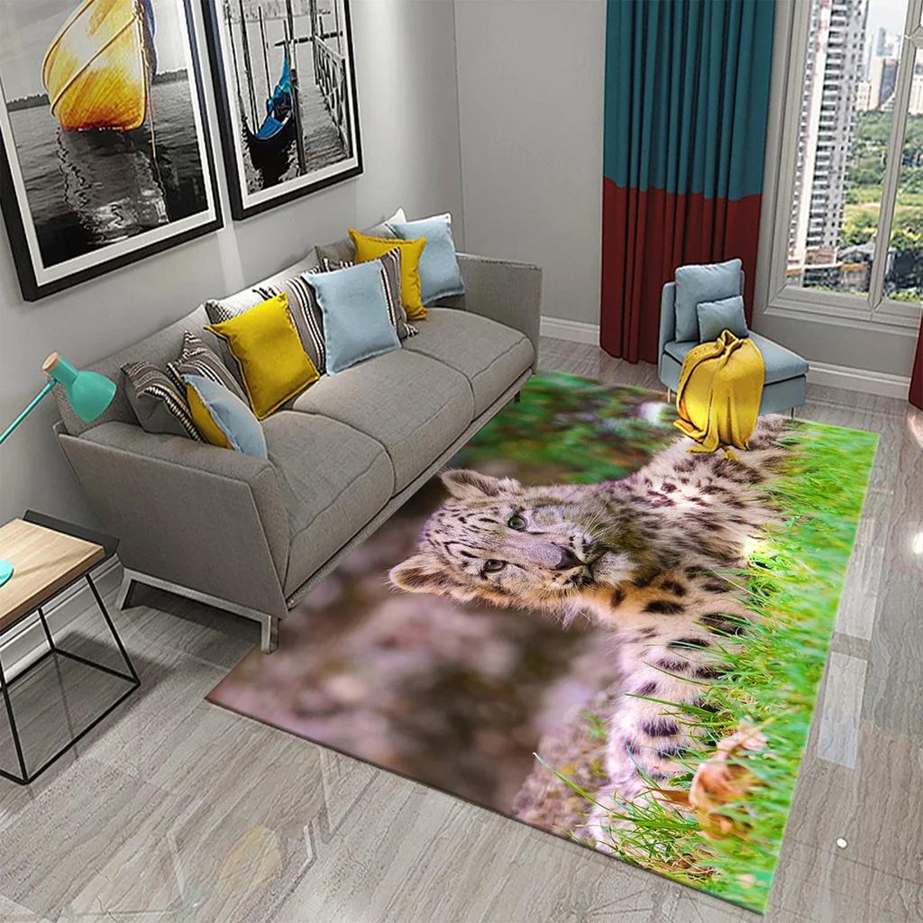 Ferocious Leopard Carpet Living Room Coffee Table Bedroom Area Floor Mats Room Bedside Rugs Kitchen Bathroom Non-slip Door Mats
