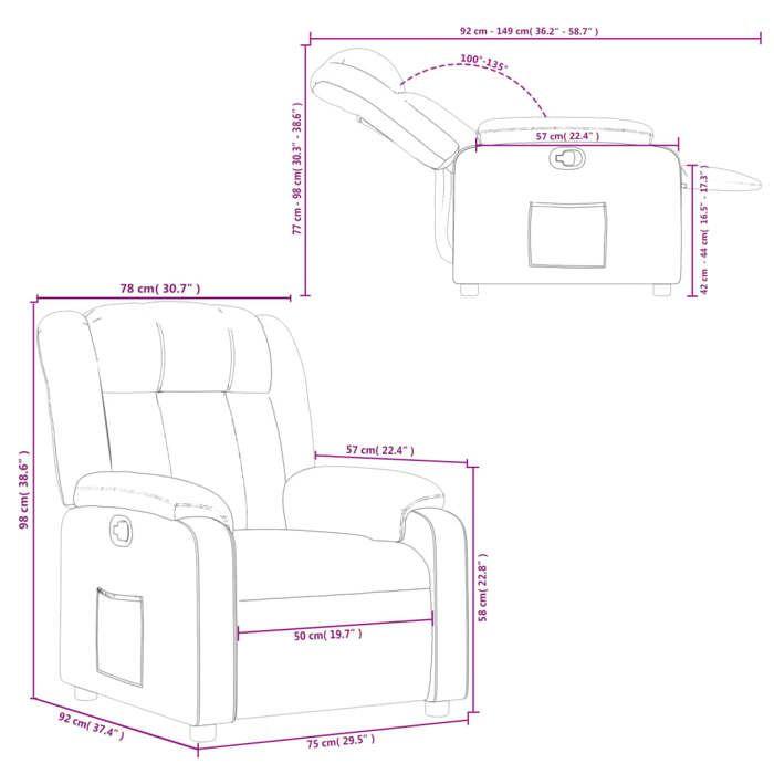 VidaXL Fauteuil Inclinable, Chaise avec Repose-pieds, Siège avec Dossier et Accoudoirs, Meuble de Salle de Séjour, Moderne, 373576