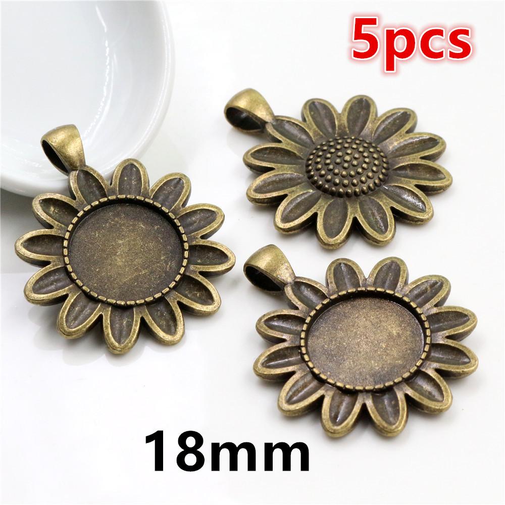 5-15pcs 16mm 18mm Inner Size Pendant Cabochon Blank Base Setting Bezel Tray DIY Jewelry Making Accessories for Necklace Keychain