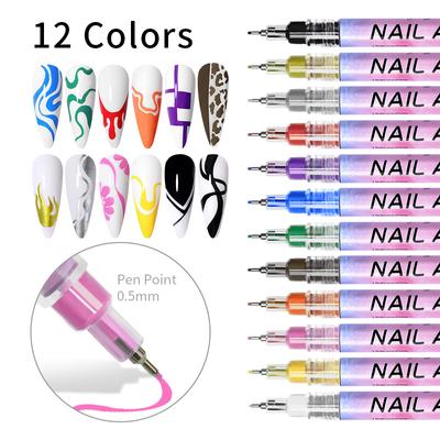 12 Teile/satz Nail art Zeichnung Graffiti Stift Nagel Malerei Liner Gel Stift DIY Maniküre Dekoration