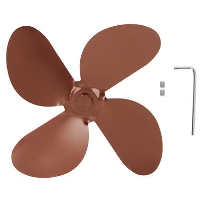 Stove Fan Blade Aluminium Alloy 4 Blades Set Kit with Hex Wrench Screw for Replacement Bronze