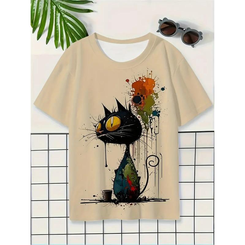 

Летняя детская одежда для мальчиков с принтом 3D-кота, футболка с коротким рукавом, детская одежда, модная футболка для мальчиков, топ, футболка 160