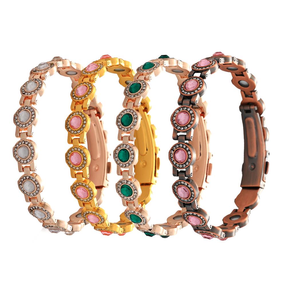 Explosive light luxury round full diamond alloy single row clasp magnet bracelet spot fast delivery