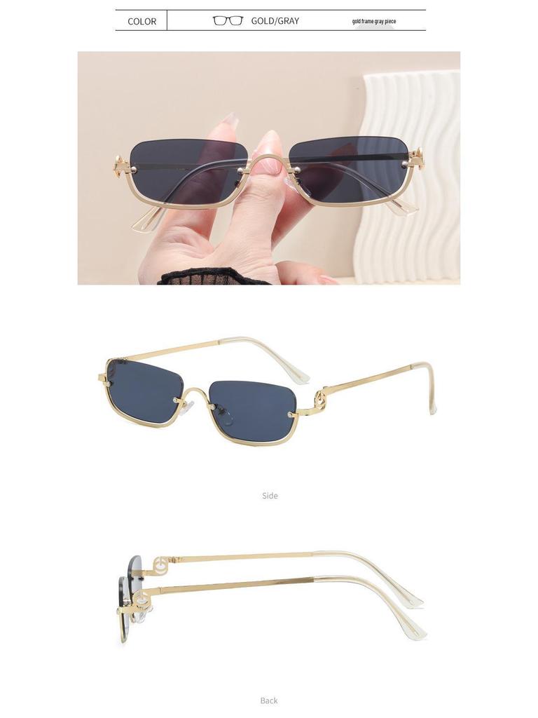 High-End Semi-Rimless Square Sunglasses – Trendy Unisex Sunscreen Shades