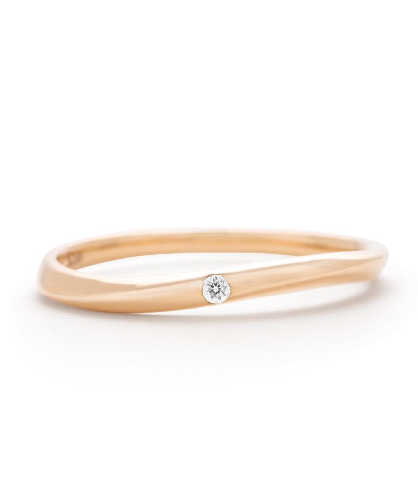 LEGAN Pink Gold Diamond Size K10PG Natural Diamond Wedding Slim Made in Japan Ring, 8, Band, Fit, Women's,