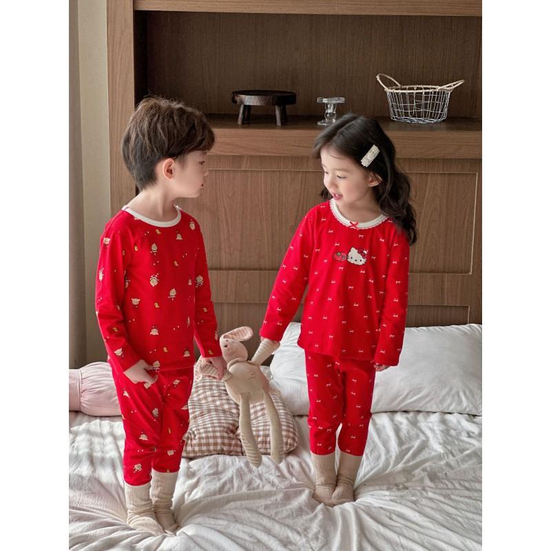 Kids Long Sleeve Pajamas Set Cotton Blend Loungewear New Themed Sleepwear Boys Girls 90-180cm