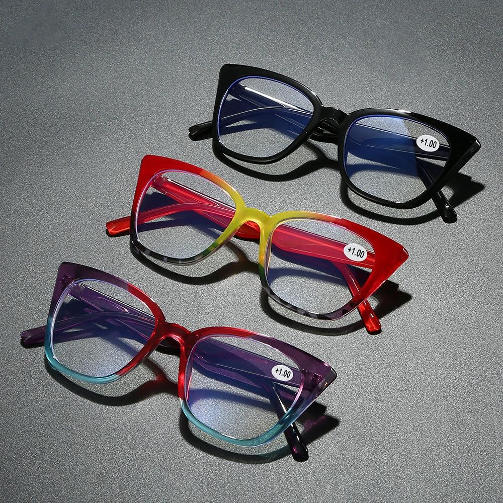 New Floral Cat-Eye Blue Light Blocking Presbyopia Glasses for Women Fashionable Butterfly Frame HD Reading Glasses