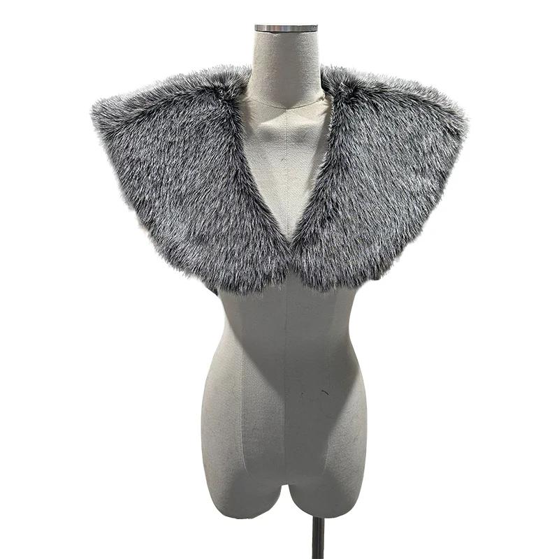 Medieval Faux Fur Collar for Men Women Cape Shoulder Wrap Retro Hunter Pirate Costume Halloween Cosplay Accessory