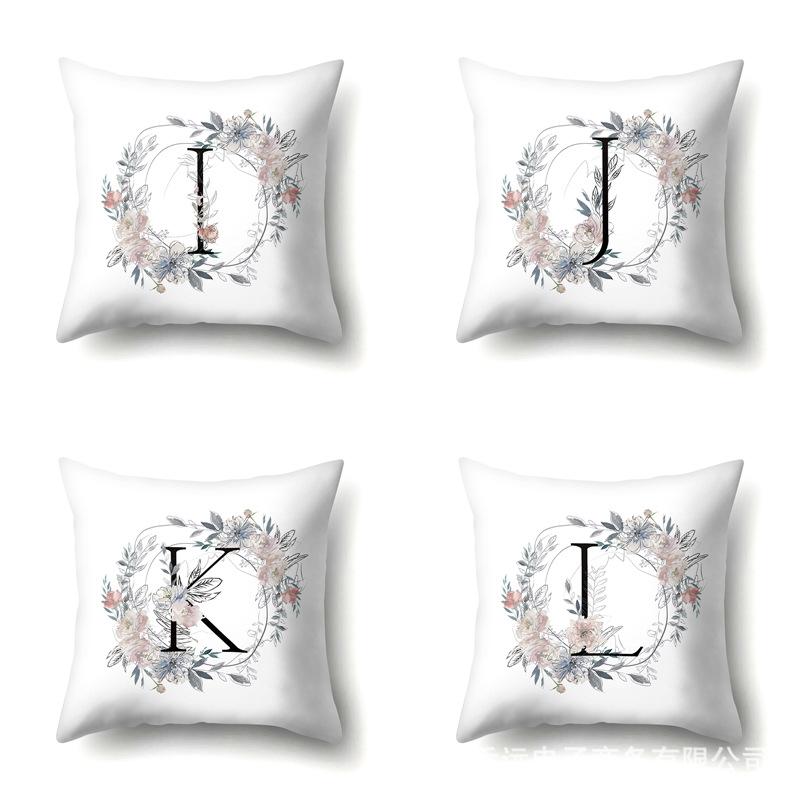 Polyester Pillowcase Simple and Fresh Xiaohua Home Furnishing 26 English Letter Printed Waist Cushion Pillowcase