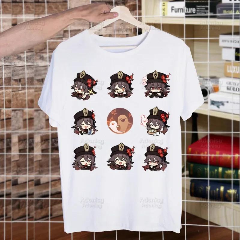 Genshin Impact HuTao Cartoon Kawaii  Unisex's Tshirt Cute Shirt  Unisexs Fashion T-Shirt For  Unisex Casual Tops Short Sleeve Shirt
