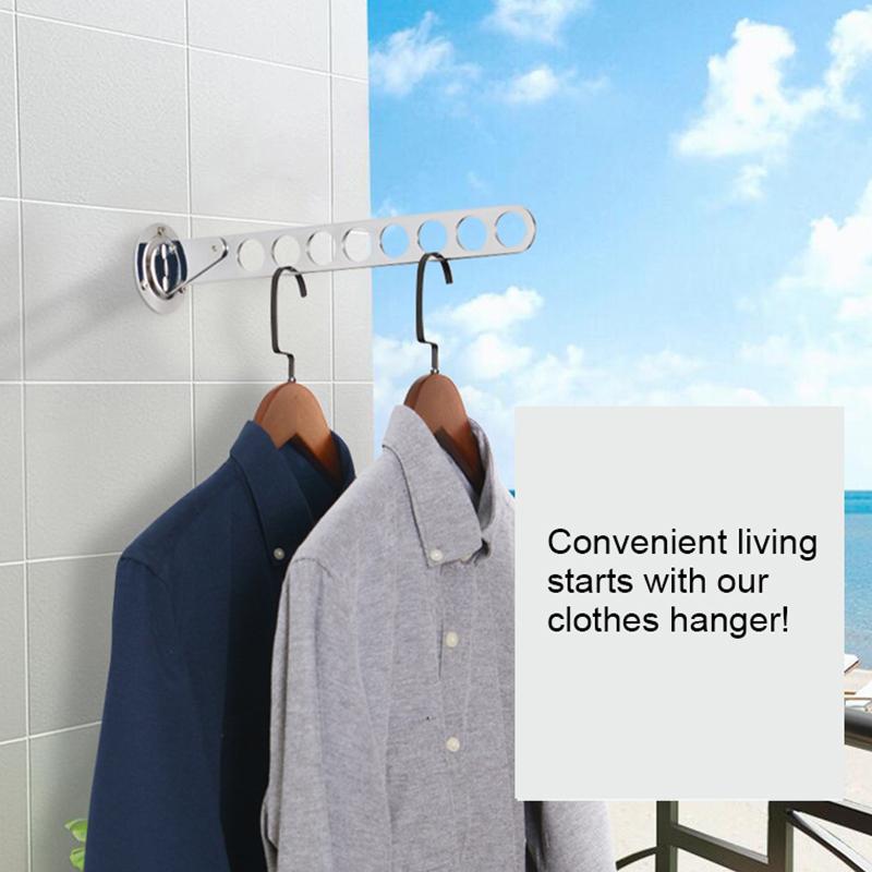 Stainless steel side-mounted wardrobe hanger rod, foldable and adjustable telescopic clothes hanger for wardrobe