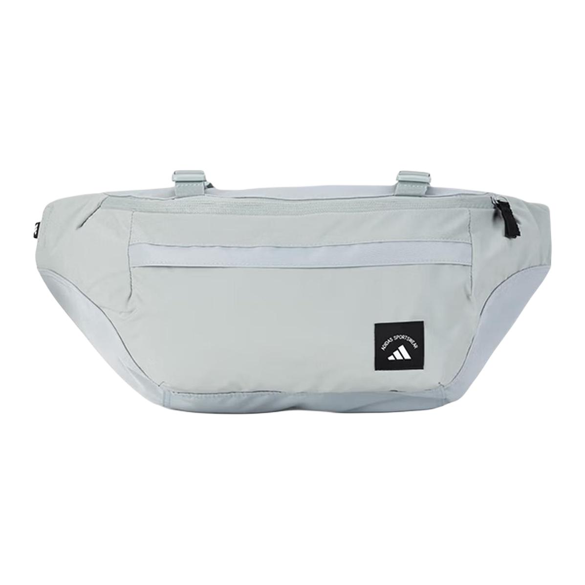 Adidas Logo Simple Large Capacity Fabric Waist Bag Crossbody Bag Unisex Bags Light-Gray-Green KR5139 Wonder Light Gray Green