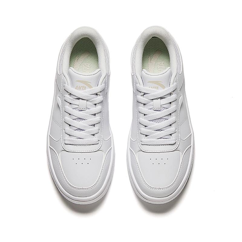 Anta Comfortable Versatile Simple Shock Absorbing Wear Resistant Non Slip Low Top Skate Shoes Women sneaker White 922418014-4