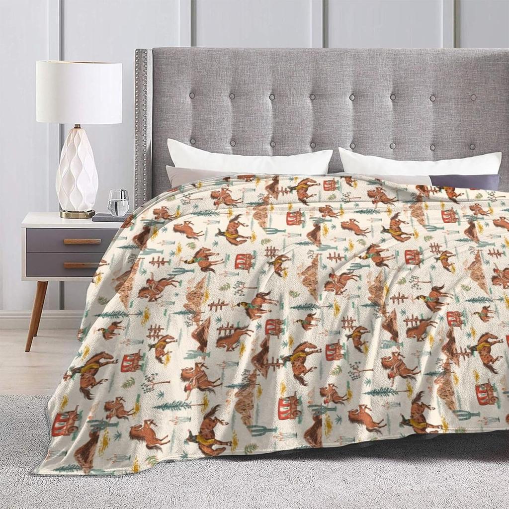 Western Throw Blanket Soft Cozy Plush Warm Fleece Football Blanket For Sofa Couch Bed 80"X60"