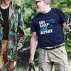 Cadeau voor Mannen Visser Eten Slapen Vissen Herhalen Vissen Mannen T-shirts Zomer Katoen Bedrukt T-shirt Casual Streetwear Casual Kleding