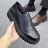 2025 autumn and winter new British style muffin shoes heightened low-top leather shoes retro British men's shoes one pedal
