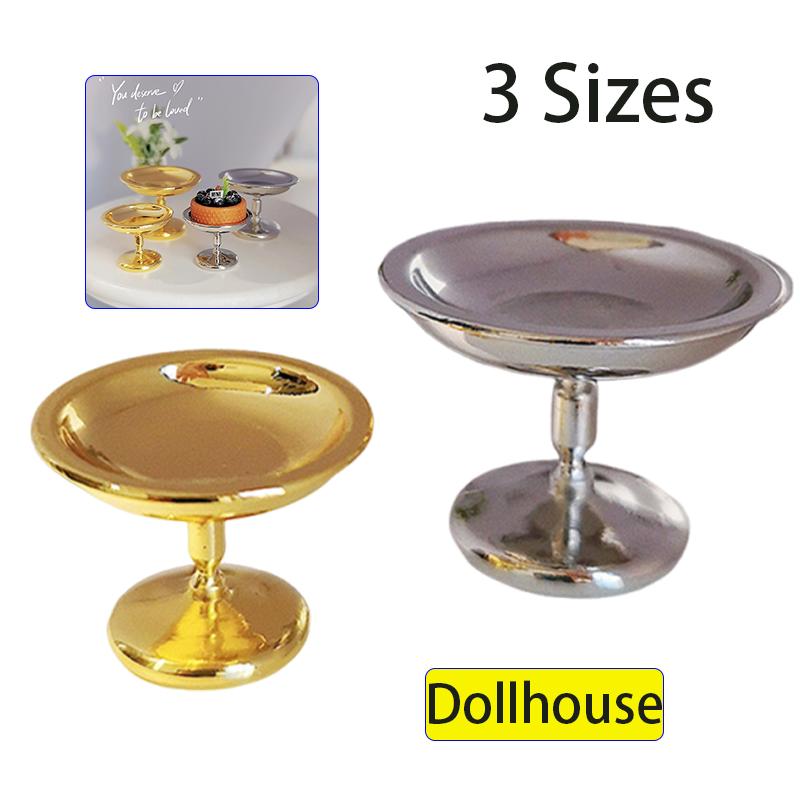 1Pcs Mini Metal Fruit Snack Tray Model Dollhouse Miniature Cake Dim Sum Tray DIY Decoration Doll House Accessories