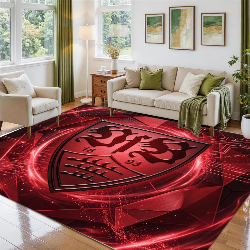 VfB Stuttgart Football Design Crystal Velvet Rug Soft Decorative Mat for Bedroom Entrance