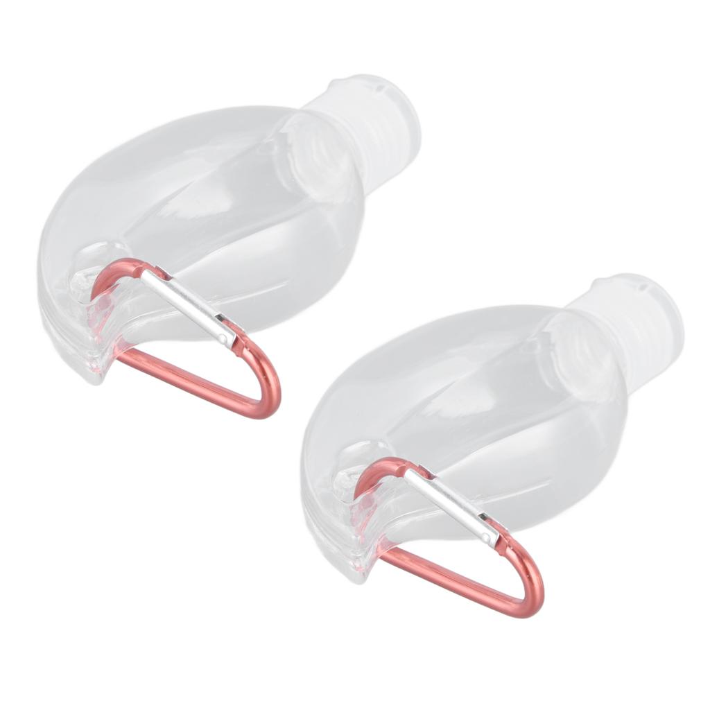 2er Set 50ml Reiseflasche mit Schlüsselanhänger Klappdeckel Plastikflasche für Flüssigkeiten Nachfüllbar Auslaufsicher