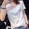 White Low V-neck T-shirt Women's Short-sleeved Summer Wear 2025 New Popular Pure Cotton Loose Top Large Neckline T-shirt