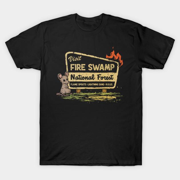 

Men Black Print T-shirt Fire Swamp National Forest No-Cut Transfer Paper Print Cotton Tshirt 2XL чорний