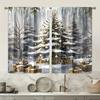 2pcs Elegant Golden Christmas Tree & Gift Pattern Curtains, Designed for Light Blocking, Premium Material, Suitable for Christma