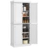 Mobile Alto da Cucina con 6 Ripiani Regolabili e 2 Ante, Legno, 76x40,5x184 cm, Bianco