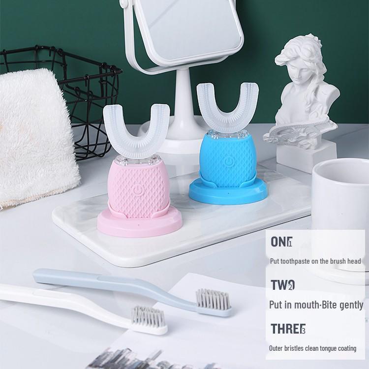 Szczoteczka elektryczna 360°: W kształcie litery U, Wodoodporne, Wybielanie zimnym światłem dla dorosłych i dzieci