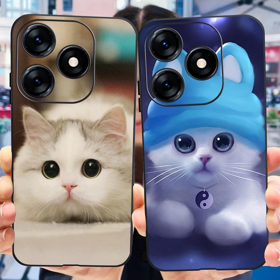 Lovely Luxury Phone Case For Tecno Spark 10 Pro / Spark10 10C 4G Fashion Soft Matte Silicone Back Cover Cartoon Dinosaur Cat Bag