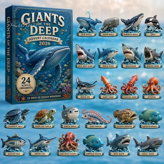 Christmas Party Favors for Children 2026 Ocean Creature Advent Calendar, 24-Day Acrylic Ornament Set with Holiday Decoration Bedroom Marine