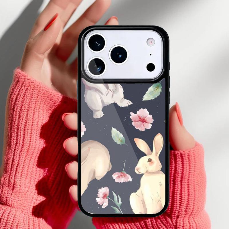 Rabbit Bunny Pattern soft Phone Case for iPhone 17 Air 16e 15 14 13 Pro Max Back Cover for 12 11 Pro Coque