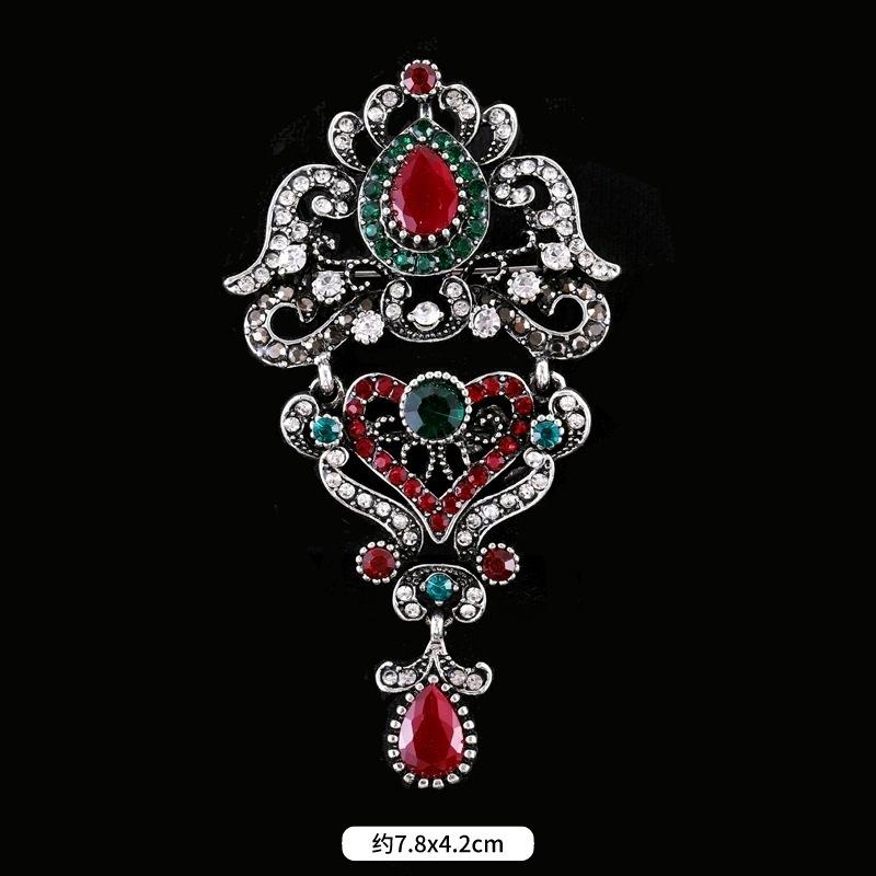 Fulok Court Brooch Femininity Metal Crystal Badge Pin Suit Coat Accessories