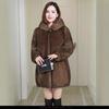 New Autumn and Winter Imitation Mink Velvet Coat Women's Hooded Long Imitation Fur Jacket Imitation Mink