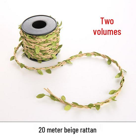 DIY Colorful Forest Style Green Rattan Leaves Hand-Woven Jute Rope for Decoration and Jewelry