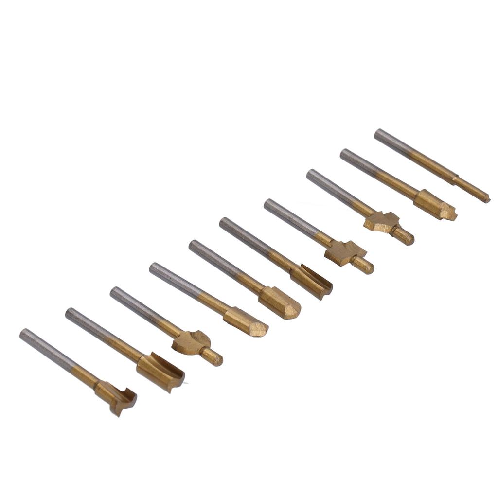 10pcs Carpentry Router Bits Carbide Rotary Burr Set for DIY Woodworking Carving Engraving Drilling