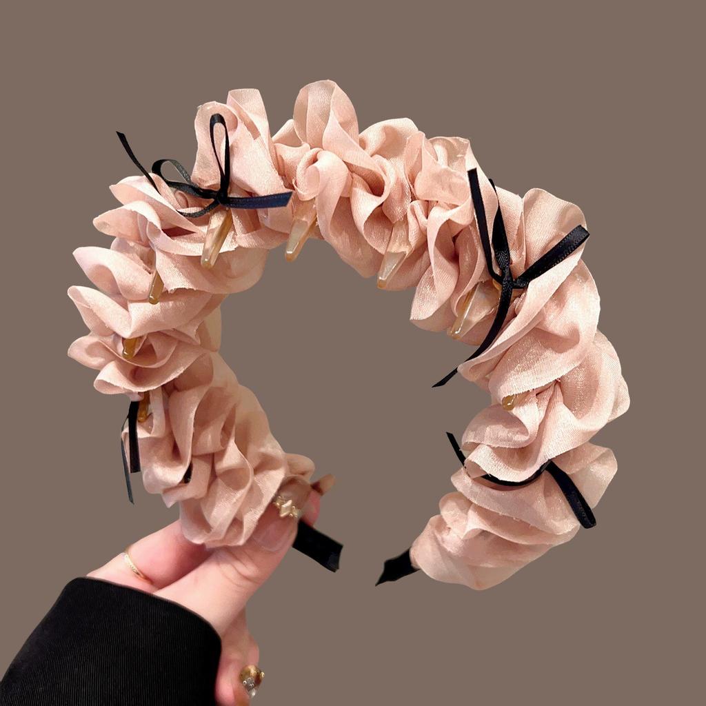 Fashion Sweet Bow Ribbon Hair Hoop Fold Toothed Simple Headband High Cranial Top Design Korean Style Headband Hair Accessories