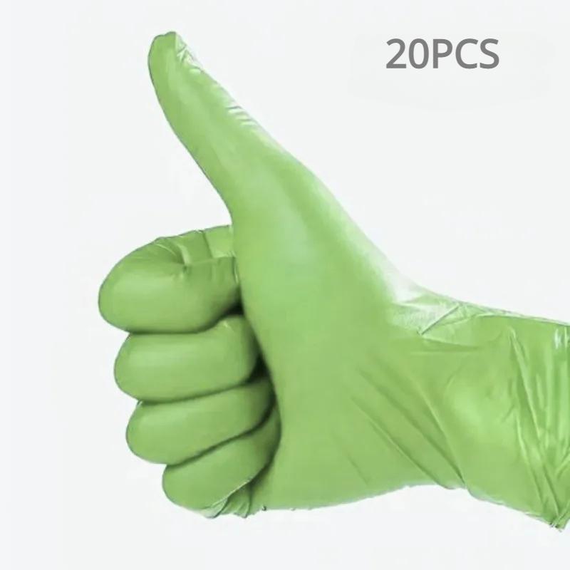 

100/50/20 шт. Светло-зеленые нитриловые перчатки для кухни, бытовой уборки, сада, макияжа, одноразовые перчатки, водонепроницаемые рабочие перчатки L