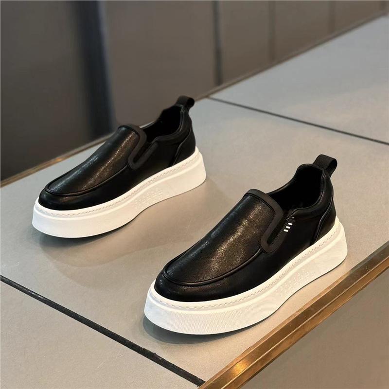 Leather autumn new lazy shoes casual thick baseplate shoes Chen s 38