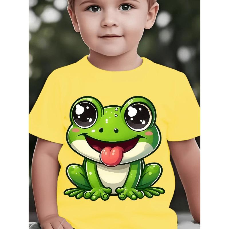 Baby Short Sleeve Spring Summer Autumn Cartoon Frog Pattern Cute Print Casual T-Shirt