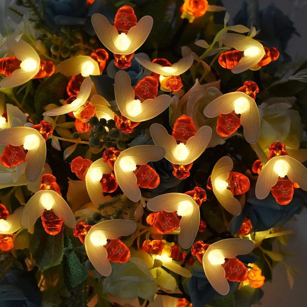 Solar String Light Cute Honey Bee Led String Fairy Light 5m 20leds Bee Outdoor Garden Wedding Patio Party Decorate Home Bedroom