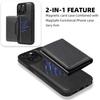 For iPhone 15 Pro Magnetic Case Leather Back Phone Cover with Detachable Card Bag
