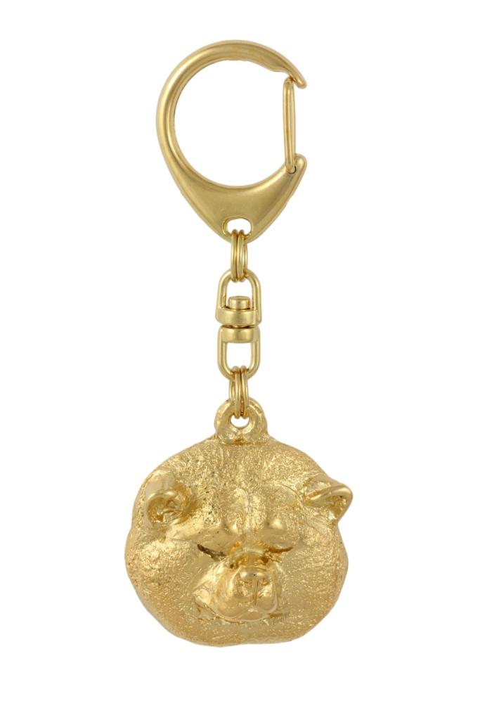 Akita, Akita Inu - Gilded key ring with dog in gift box, handbag decoration, luxury accessory by Art-Dog brand