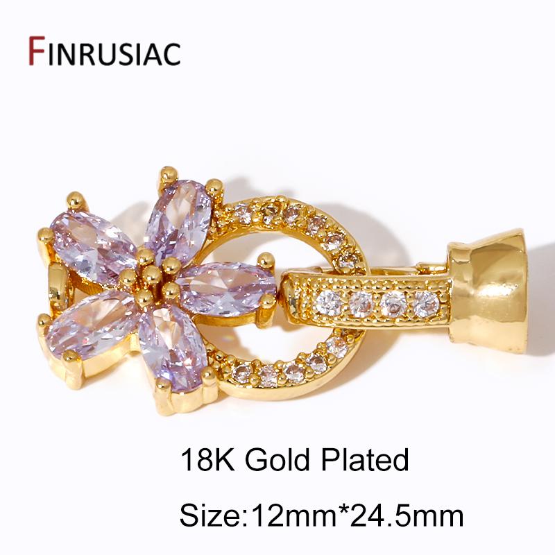 18K Gold Plated Zircon Fasteners Accessories Closure Lock Clasps For DIY Needlework Beads Pearls Jewelry Making Findings
