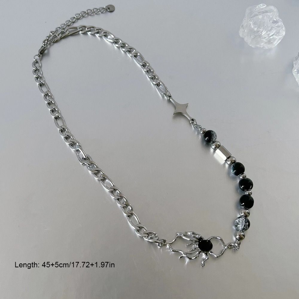 Gothic Titanium Steel Spider Punk Jewelry Accessories Spider Bracelet Hip Hop Adjustable Length Clavicle Chain Music Festival