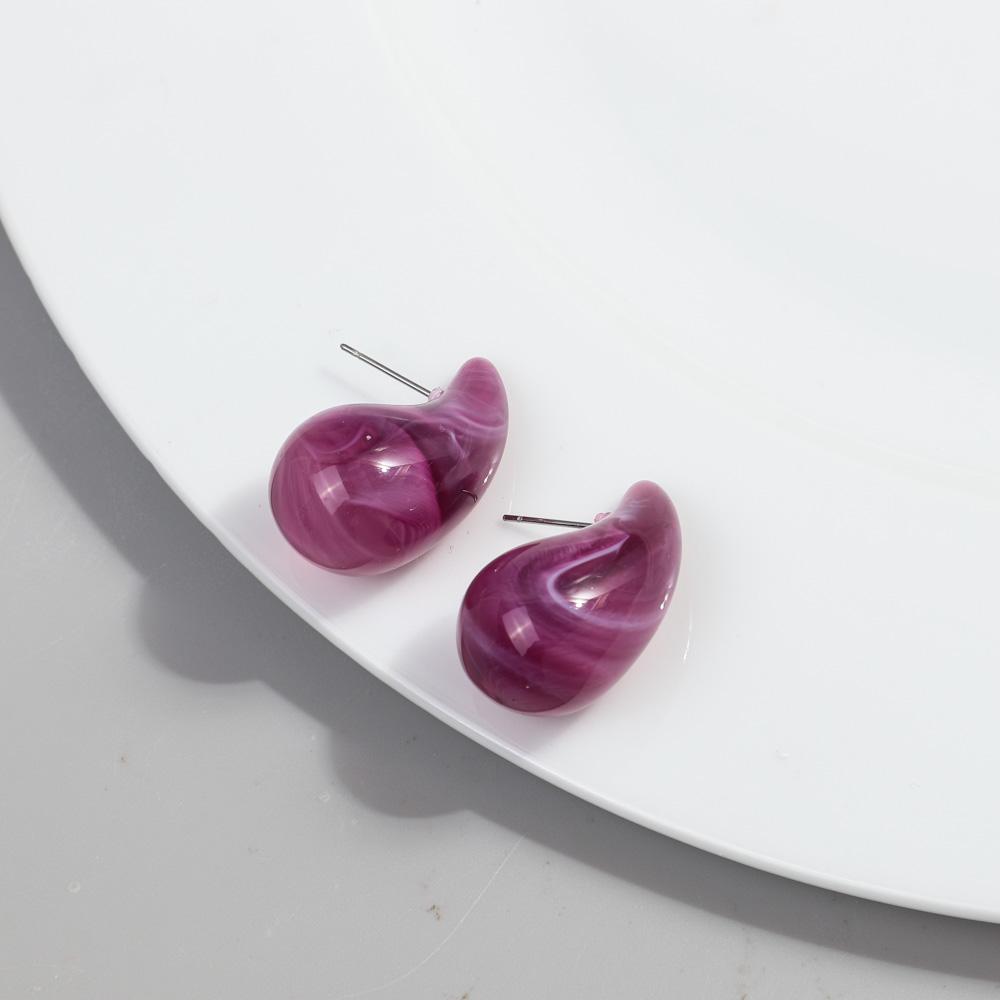 New AB Colorful Chunky Teardrop Earrings Dupes for Women Smooth Hollow Thick Water Drop Earring Hoops Trendy Jewelry Lightweight