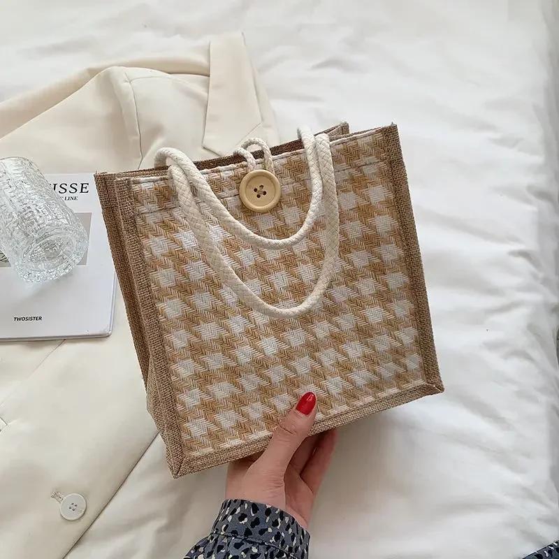 Ins Сумки для обеда для женщин Маленькая сумка для обеда с узором «гусиные лапки» Сумка — фото 24