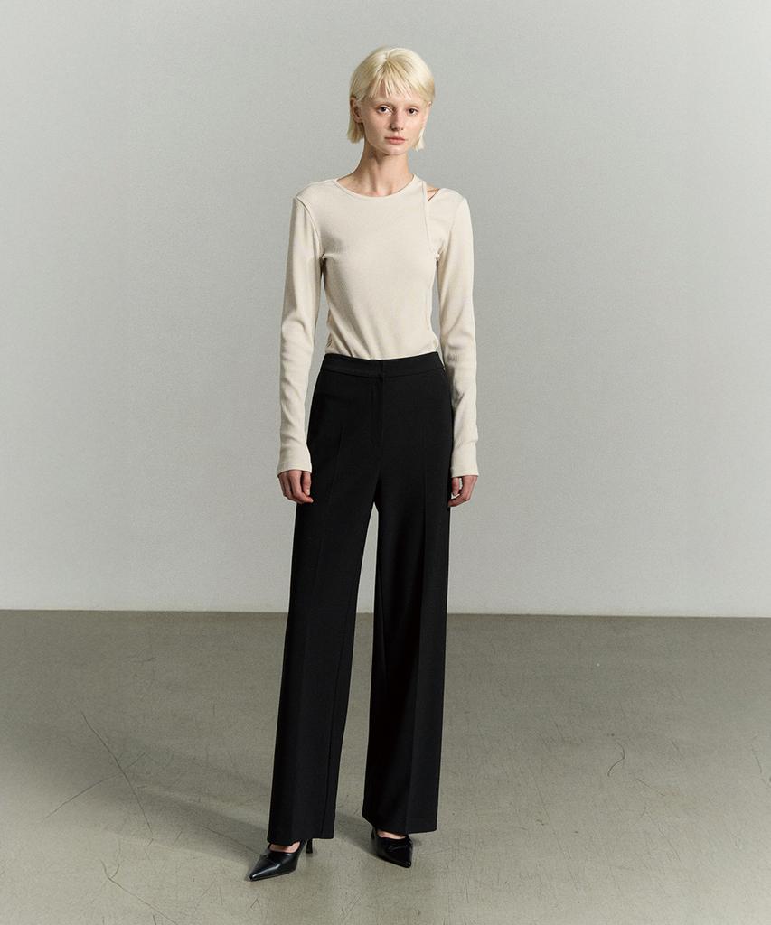 RE RHEE Pintucked Straight Leg Pants