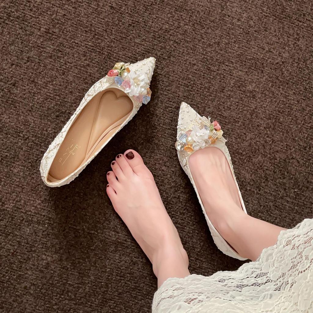 3358-6 Flower Series Champagne Wedding High Heels - Comfortable Elevated Shoes for Women